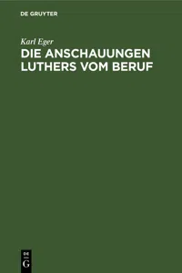 Die Anschauungen Luthers vom Beruf_cover