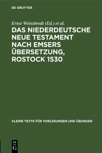 Das niederdeutsche Neue Testament nach Emsers Übersetzung, Rostock 1530_cover