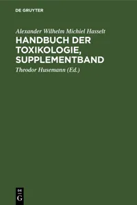 Handbuch der Toxikologie, Supplementband_cover