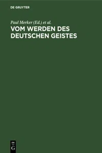 Vom Werden des deutschen Geistes_cover