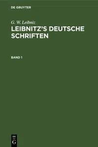 G. W. Leibniz: Leibnitz's deutsche Schriften. Band 1_cover