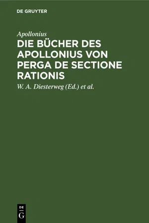 Die Bücher des Apollonius von Perga de sectione rationis