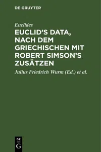 Euclid's Data, nach dem Griechischen mit Robert Simson's Zusätzen_cover