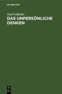 Das unpersönliche Denken_cover