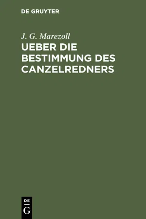 Ueber die Bestimmung des Canzelredners