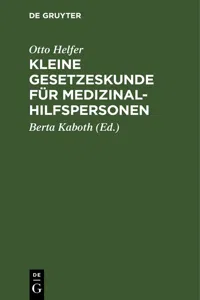 Kleine Gesetzeskunde für Medizinalhilfspersonen_cover