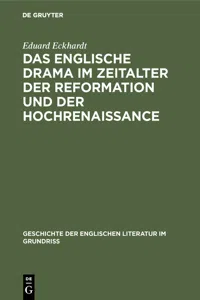 Das englische Drama im Zeitalter der Reformation und der Hochrenaissance_cover