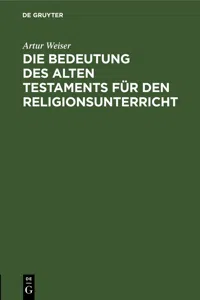 Die Bedeutung des Alten Testaments für den Religionsunterricht_cover