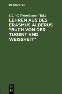 Lehren aus des Erasmus Alberus "Buch von der Tugent vnd Weißheit"_cover