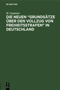 Die neuen "Grundsätze über den Vollzug von Freiheitsstrafen" in Deutschland_cover