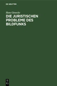 Die juristischen Probleme des Bildfunks_cover