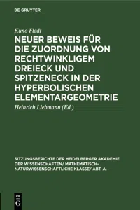 Neuer Beweis für die Zuordnung von rechtwinkligem Dreieck und Spitzeneck in der hyperbolischen Elementargeometrie_cover