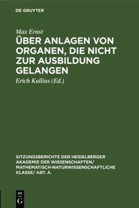 Über Anlagen von Organen, die nicht zur Ausbildung gelangen_cover