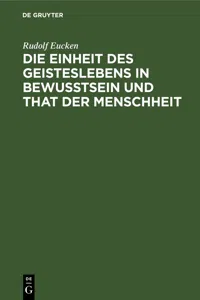 Die Einheit des Geisteslebens in Bewusstsein und That der Menschheit_cover