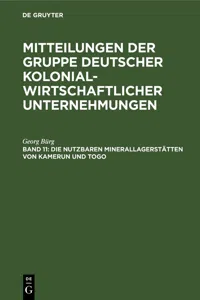 Die nutzbaren Minerallagerstätten von Kamerun und Togo_cover