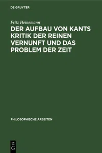 Der Aufbau von Kants Kritik der reinen Vernunft und das Problem der Zeit_cover