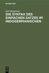 Die Syntax des einfachen Satzes im Indogermanischen_cover