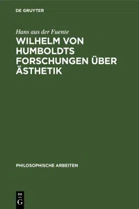 Wilhelm von Humboldts Forschungen über Ästhetik_cover