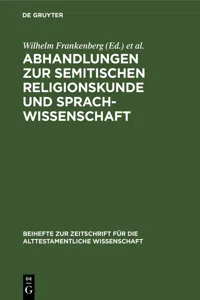 Abhandlungen zur semitischen Religionskunde und Sprachwissenschaft_cover