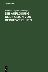 Die Auflösung und Fusion von Berufsvereinen_cover