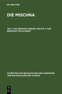 Die Ordnung Seraim, Hälfte 1: Von Berakhot bis Schebiit_cover