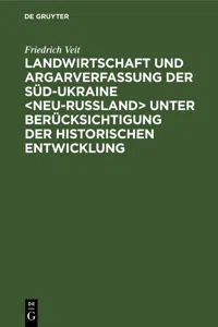 Landwirtschaft und Argarverfassung der Süd-Ukraine unter Berücksichtigung der historischen Entwicklung_cover