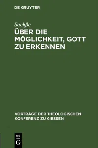 Über die Möglichkeit, Gott zu erkennen_cover