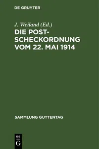 Die Postscheckordnung vom 22. Mai 1914_cover