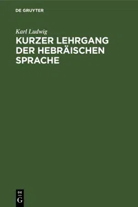 Kurzer Lehrgang der hebräischen Sprache_cover