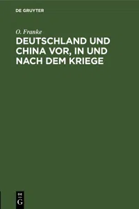 Deutschland und China vor, in und nach dem Kriege_cover