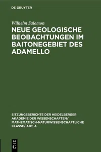 Neue geologische Beobachtungen im Baitonegebiet des Adamello_cover