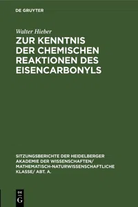 Zur Kenntnis der chemischen Reaktionen des Eisencarbonyls_cover