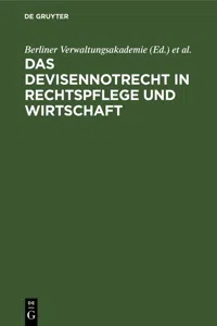 Das Devisennotrecht in Rechtspflege und Wirtschaft_cover