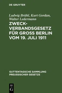 Zweckverbandsgesetz für Groß Berlin vom 19. Juli 1911_cover