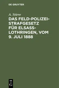 Das Feldpolizeistrafgesetz für Elsaß-Lothringen, vom 9. Juli 1888_cover