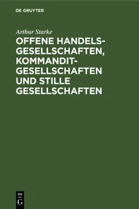 Offene Handelsgesellschaften, Kommanditgesellschaften und stille Gesellschaften_cover