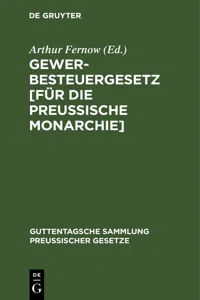 Gewerbesteuergesetz [für die Preußische Monarchie]_cover