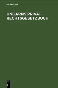 Ungarns Privatrechtsgesetzbuch_cover