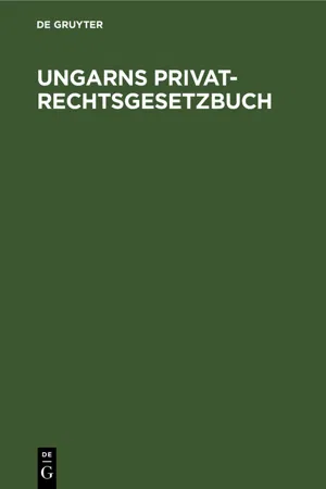 Ungarns Privatrechtsgesetzbuch