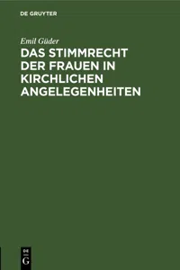 Das Stimmrecht der Frauen in kirchlichen Angelegenheiten_cover