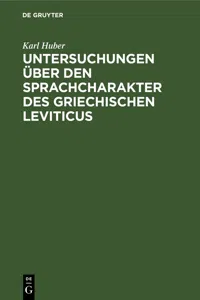 Untersuchungen über den Sprachcharakter des griechischen Leviticus_cover