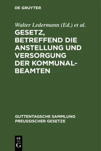 Gesetz, betreffend die Anstellung und Versorgung der Kommunalbeamten_cover