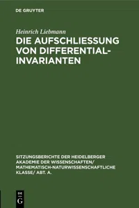 Die Aufschließung von Differentialinvarianten_cover