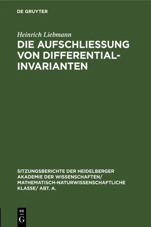 Die Aufschließung von Differentialinvarianten