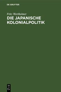 Die japanische Kolonialpolitik_cover