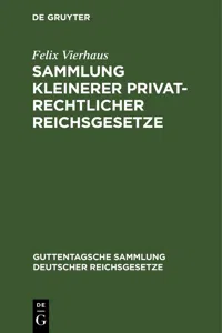 Sammlung kleinerer privatrechtlicher Reichsgesetze_cover