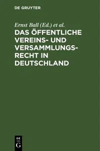 Das öffentliche Vereins- und Versammlungsrecht in Deutschland_cover