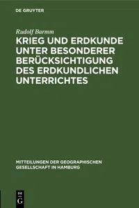 Krieg und Erdkunde unter besonderer Berücksichtigung des erdkundlichen Unterrichtes_cover