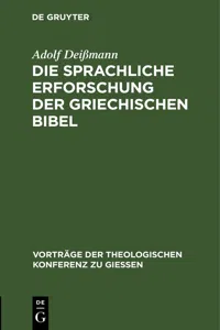 Die sprachliche Erforschung der griechischen Bibel_cover