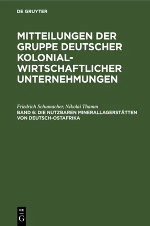 Die nutzbaren Minerallagerstätten von Deutsch-Ostafrika